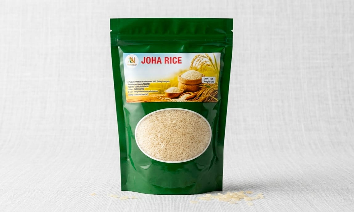 Joha Rice in green Nabaprayas package showing premium white aromatic rice